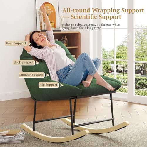 Vesgantti Green Sherpa Fleece Outdoor Rocking Chair