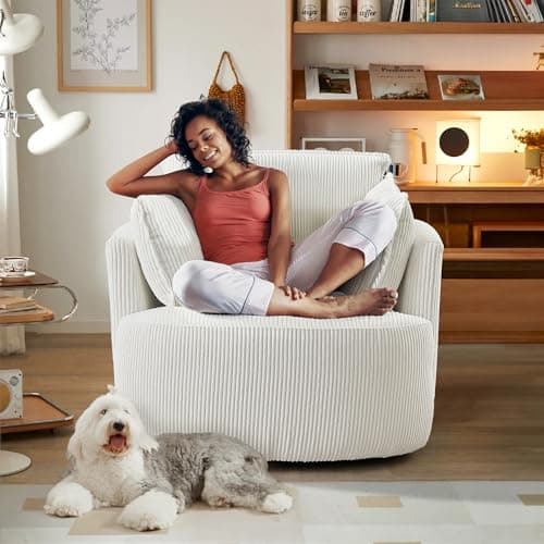 360° Swivel Blue Barrel Armchair with Washable Cushions