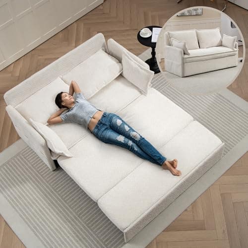 3-in-1 Corduroy Green Pullout Couch Bed with Side Pockets