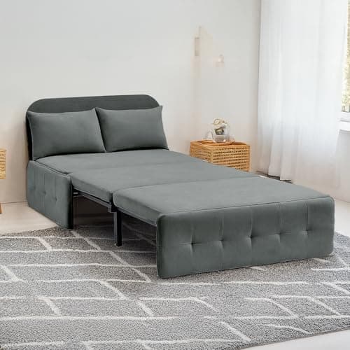 3-in-1 Dark Gray Convertible Sofa Bed, Pull-Out Sleeper Twin Sofa for Living Room, Bedroom