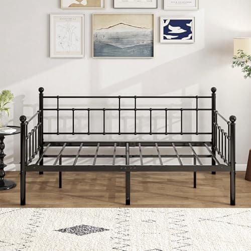 BOFENG Twin Size Noise-Free Metal Day Bed with Strong Steel Slats