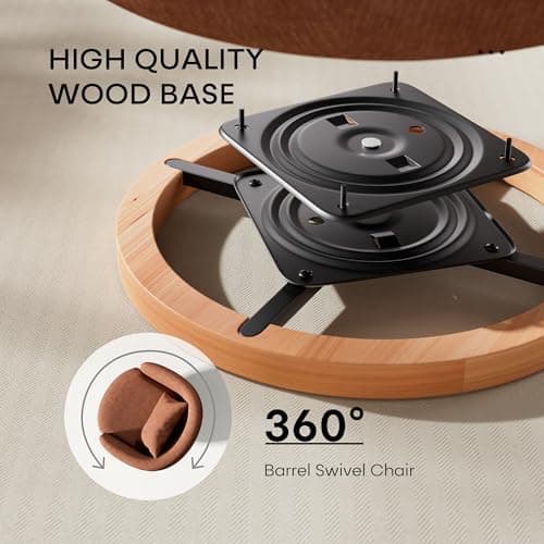 Orange Barrel Modern Fabric Swivel Accent Chair, 360 Degree Rotating Living Room, Bedroom, Office Chair