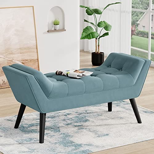 Andeworld Tufted Fabric Footstools for Bed Room - Gray