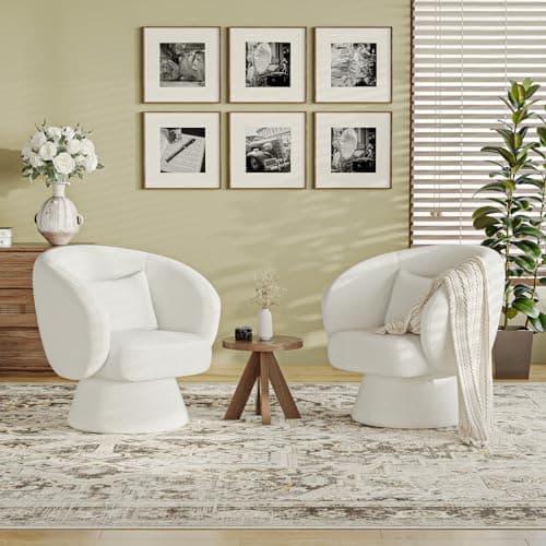 Darkgrey Swivel Barrel Chair with Lumbar Pillow for Living Room & Bedroom