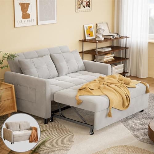 Gizoon 3-in-1 Convertible Futon Sofa Bed, Dark Grey