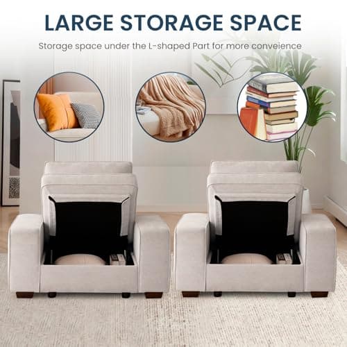 TEKAMON 45" Oversized Accent Chair with Storage & Wide Armrests