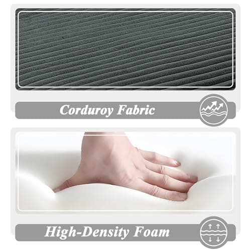 Oversized 49 Indoor Chaise Lounge Chair with 3 Pillows – Grey Corduroy, No Assembly Needed