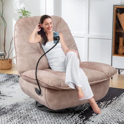 Black Swivel Recliner Rocker Chair with Footrest for Nursery, Living Room, Bedroom, and Office