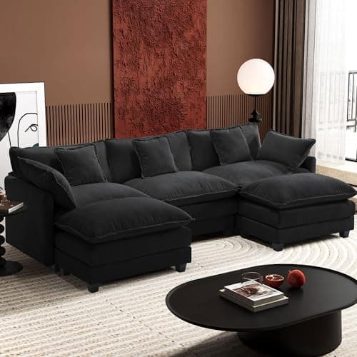 Ihanherry 111.4 Inch 3-Seater Cloud Sofa, Modern Breathable Living Room Couch