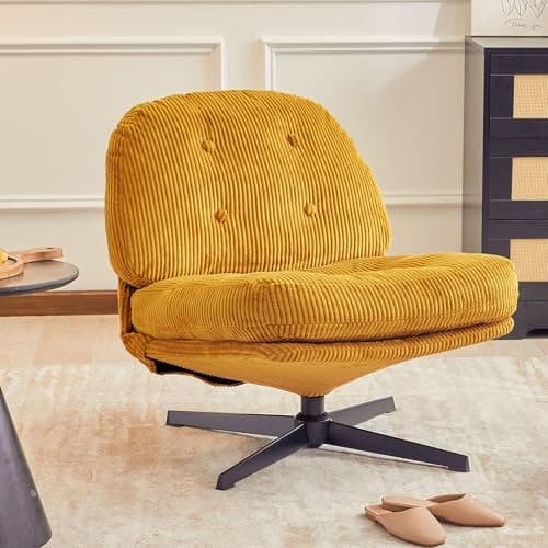 Redlife Cross Legged 360° Swivel Lounge Chair, Comfy Bedroom Reading Chair (Yellow)