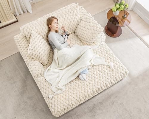 Chaise Lounge Chair Indoor: 53" Comfy Oversized Reading Chair in White