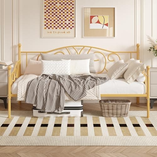 VECELO Twin Daybed with Trundle & Metal Frame, Strong Steel Support