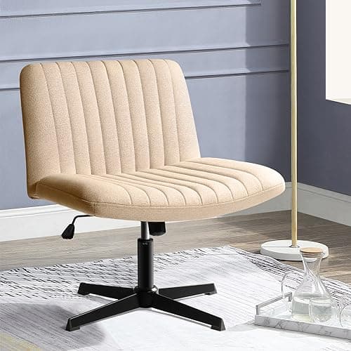PUKAMI Cross Legged Office Chair, Fabric Padded, Swivel & Height Adjustable (Yellow)