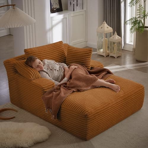 Oversized Chaise Lounge Chair in White for Living Room or Bedroom