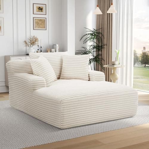 Oversized Chaise Lounge Chair for Indoor Use in White