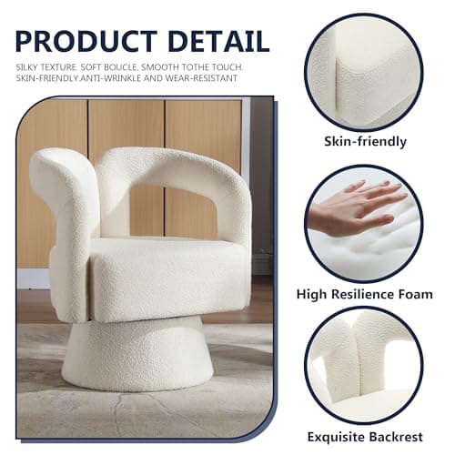 Modern Swivel Accent Chair - Beige, Mid-Century Inspired Living Room Chair
