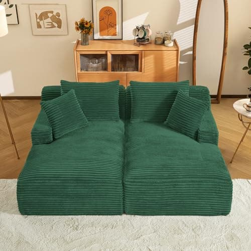 79" Dark Grey Corduroy Oversized Chaise Lounge Couch for Living Room