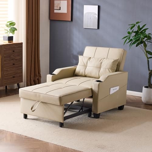 VINGLI 3-in-1 Convertible Sofa Bed with USB Ports and Cup Holders, Dark Grey