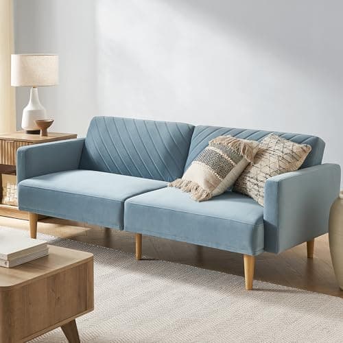 Mopio Mocha Brown Premium Velvet Futon Sofa Bed