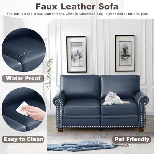 Chesterfield Living Room Furniture Set with Storage, Navy Blue