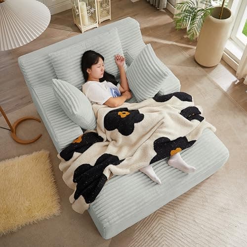 49.2" Full Foam Oversized Chaise Lounge Chair, Cozy Corduroy Upholstered Sleeper Sofa