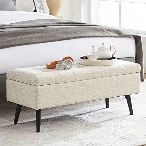 Entryway Storage Ottoman Bench 40 Beige