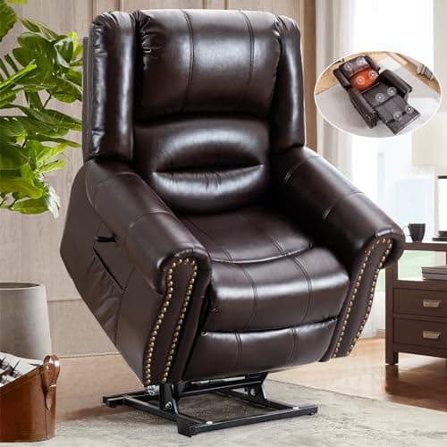 Dual Motor Power Lift Recliner Chair for Elderly with Heat and Massage, Large Infinite Position Electric Chairs for Seniors, Light Brown