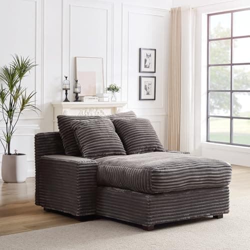 Oversized Corduroy Chaise Lounge Chair for Living Room or Bedroom