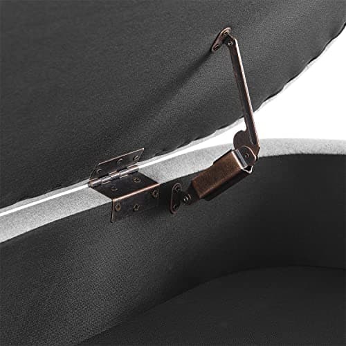 End of Bed Storage Ottoman Bench, 43 Oval Linen Fabric Vanity Bench