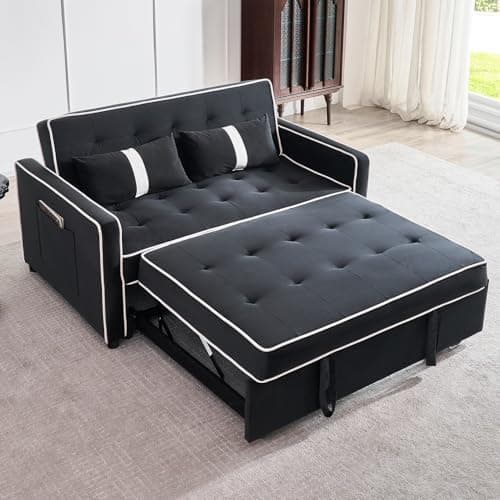 3-in-1 Pull-Out Sofa Bed with Adjustable Backrest - Grey