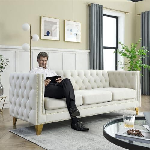 JEEOHEY Oversized Velvet Sofa Couch for Living Room,Bedroom,Office - 3 Seater Deep Seat Sofa with Button Nailhead Beige
JEEOHEY Modern Chesterfield Sofa - 3 Seater Deep Seat Couch with Button Nailhead for Living Room,Beijing,Office Beige
JEEOHEY Upho