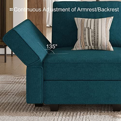 Belffin Reversible Chaise Modular Sofa Bed in Peacock Blue