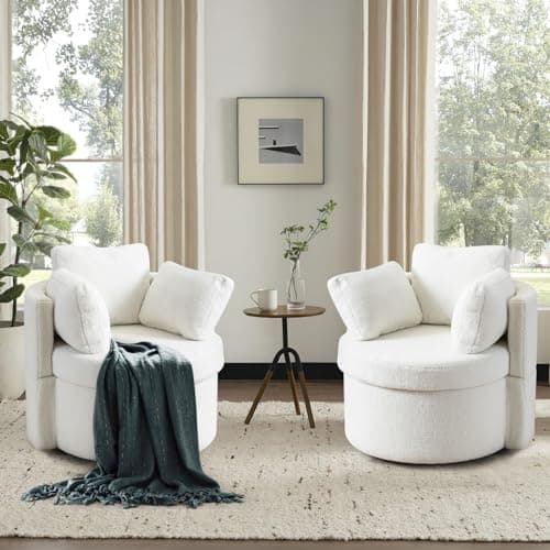 Modern Swivel Barrel Chair Set with Storage Function