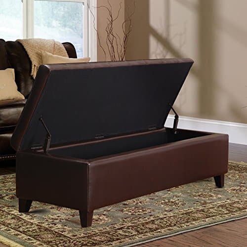 Storage Ottoman Bench - 51 Inch Leather Tufted End of Bed Bench, Bedroom Living Room