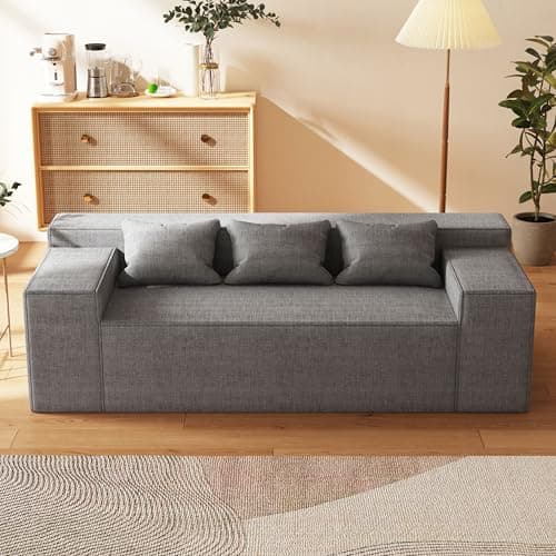 Modern Loveseat Sofa with Sleeper Function and Cat-Scratch Resistant Fabric, No Assembly Required - Beige Color