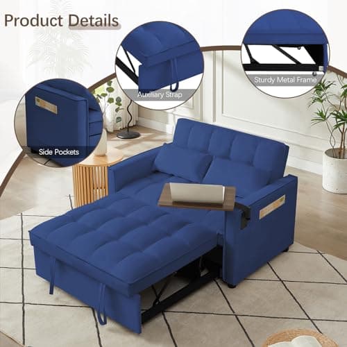 3 in 1 Sleeper Sofa Bed with Reclining Backrest & Table