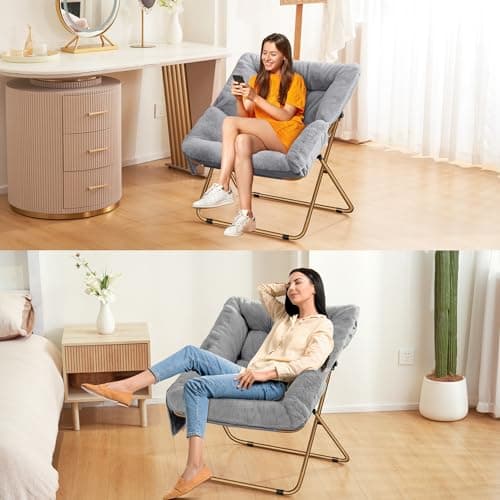 Ottoman-Grey X-Large Faux Fur Lounge Chair for Adults