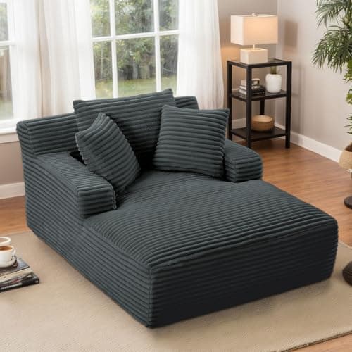 49.2" Full Foam Oversized Chaise Lounge Chair, Cozy Corduroy Upholstered Sleeper Sofa