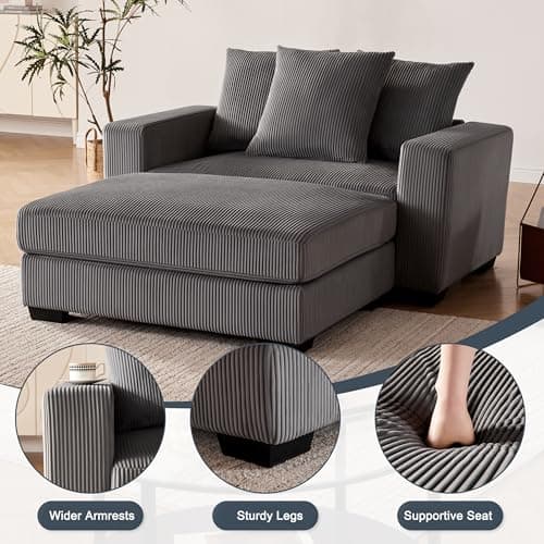 Oversized Chaise Lounge with Ottoman for Living Room and Bedroom