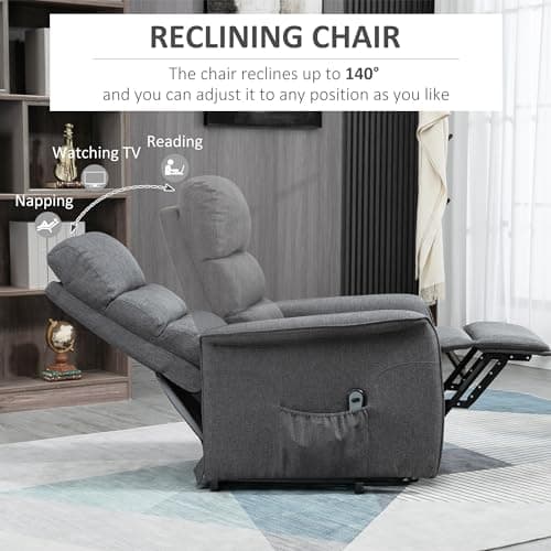 HOMCOM Gray Fabric Power Lift Recliner for Elderly & Adults