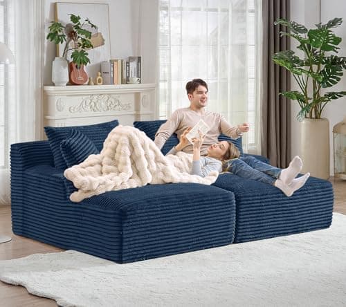 Beige Modern 50-inch Upholstered Chaise Lounge Sofa Bed with Throw Pillows and Armrests