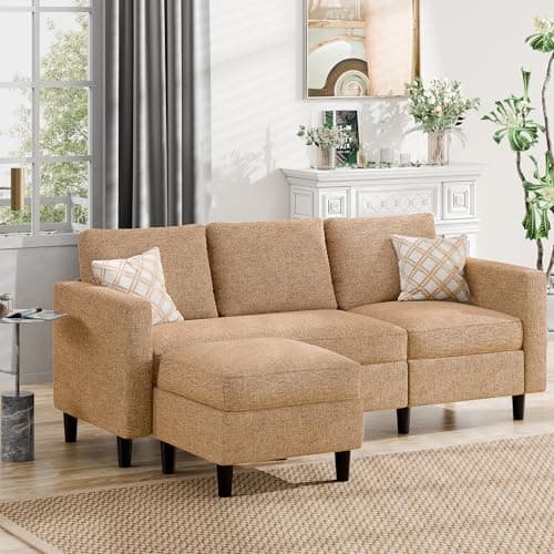 JAMFLY Convertible L-Shaped Sectional Sofa in Dark Grey for Small Spaces