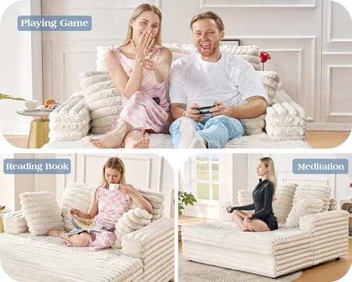 53 Inch Plush Chaise Lounge Sleeper Chair for Living Room