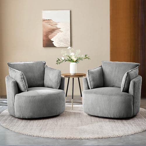 360° Swivel Blue Barrel Armchair with Washable Cushions