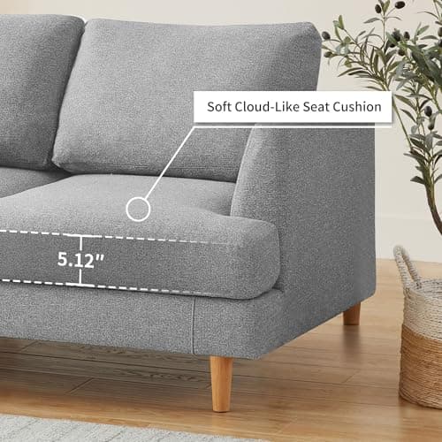 Mid Century Gray Upholstered 2-Seater Loveseat for Small Spaces