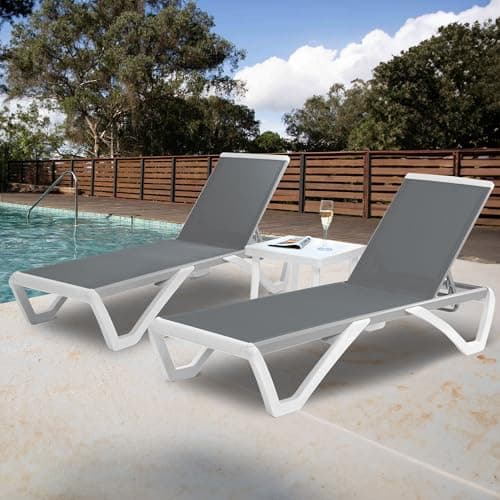 Kozyard Gray Textilence Patio Chaise Lounge Chair with Table