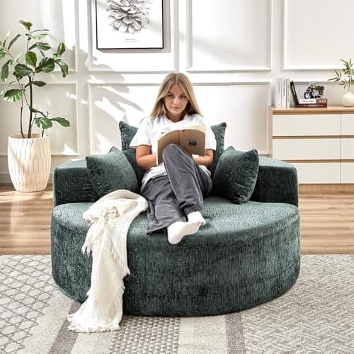 JEEOHEY Green Modern Round Accent Sofa Chair for Living Room