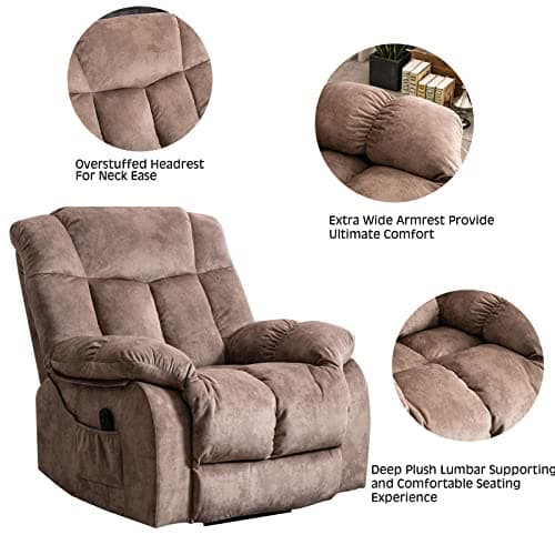 CANMOV Heavy Duty Lift Recliner Chair for Elderly-Antiskid Fabric, Safety Mechanism, Light Tan