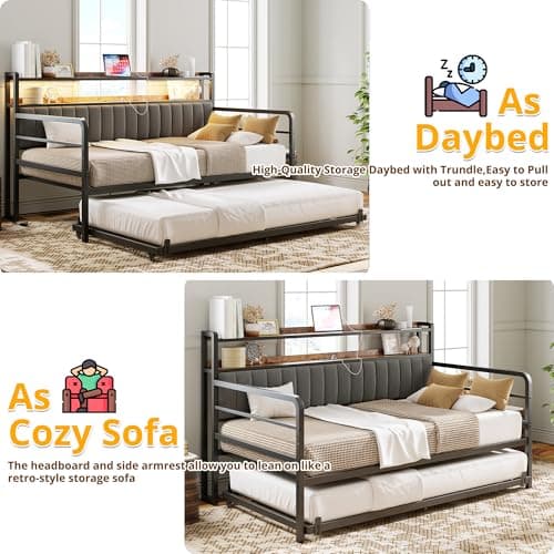 ANCTOR Twin Size Daybed with LED Lights & Charging Station