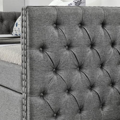 Twin Size Nailhead Trim Button Tufted Daybed with Storage Drawers, Grey